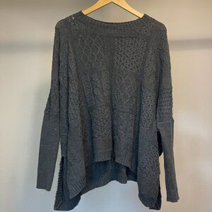 Cabi Gray Knit Pullover Sweater Cable Knit Oversized